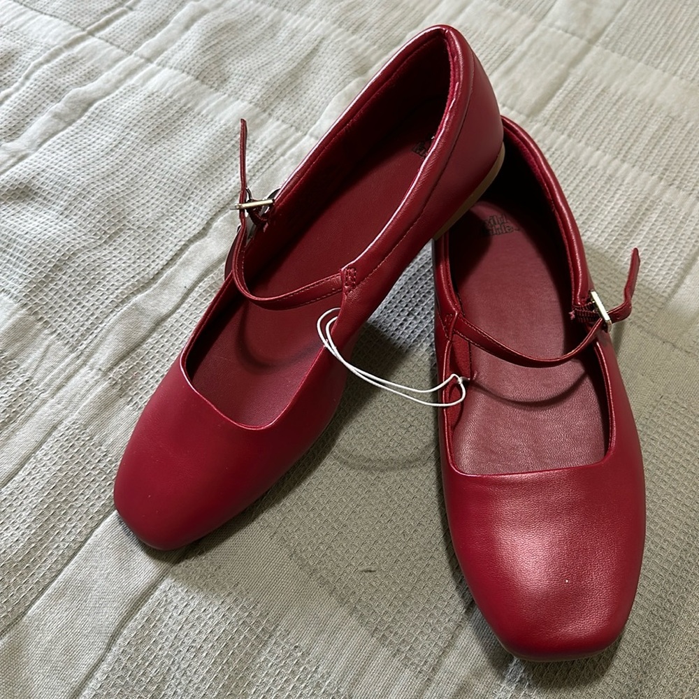 Women's Elsa Mary Jane Flats with Memory Foam Insole - Wild Fable™ Red size 9.